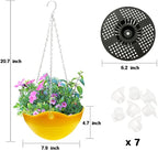 7 Pack 8 Inch Plastic Self-Watering Hanging Planters, Colorful Garden Flower - Image 2