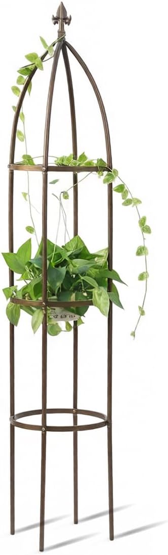 100% Metal Obelisk Garden Trellis 5.5 Feet Tall Sturdy Plant Support by LeJoy+Garden