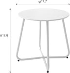 Patio Outdoor Side Table Waterproof Round Metal Steel Small Side Table Weather - Image 3
