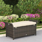 Outsunny 29 Gallon Patio Wicker Storage Bench, Outdoor PE Rattan Patio Furniture - Image 6