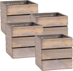 Wood Planter Box with Wine Crate Styled, 5 Inch Square, Rustic Barn Wood by Unknown