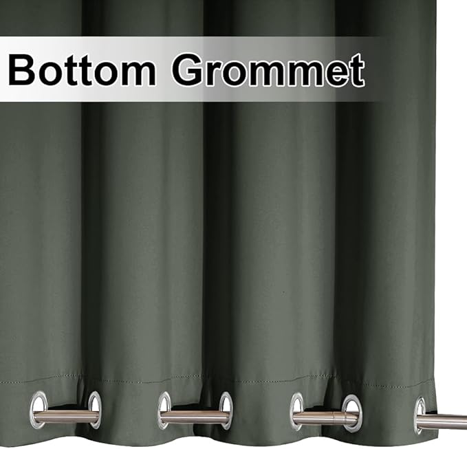 NICETOWN 2 Panels Greyish Green Blackout Bottom Weighted Outdoor Curtains - Image 6