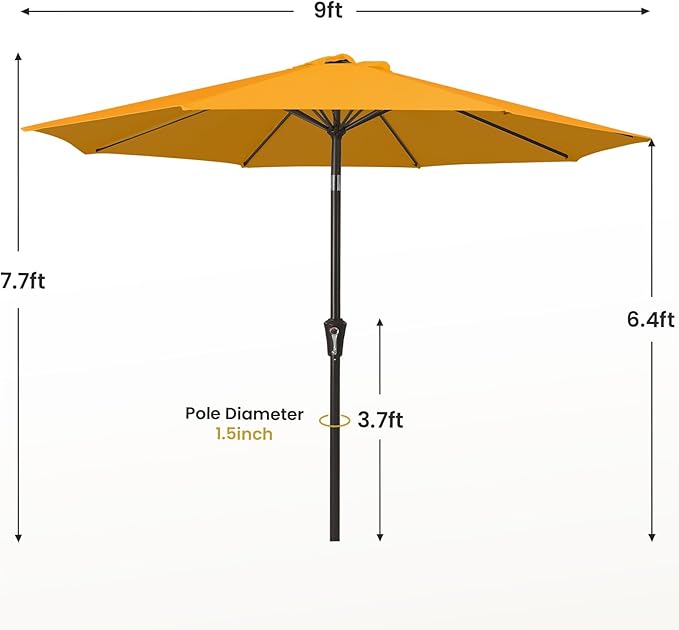 MEWAY 9ft Patio Umbrella Outdoor Table Umbrellas - Image 7