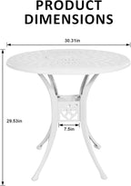 30.31" Outdoor Patio Dining Table, Cast Aluminum Bistro Table, Patio Furniture - Image 3