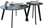 Outdoor Patio Coffee Table Set of 2, Weather Resistant End Table, Round Nesting by Meluvici
