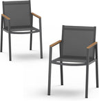 Outdoor Dining Chairs Set of 2, Aluminum Patio Dining Chairs by Oasbira