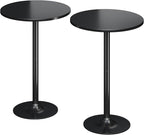 Flamaker Round Bistro Pub Table Modern Style Metal Base MDF Top Cocktail Bar by Flamaker