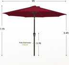 MEWAY 9ft Patio Umbrella Outdoor Table Umbrellas - Image 7