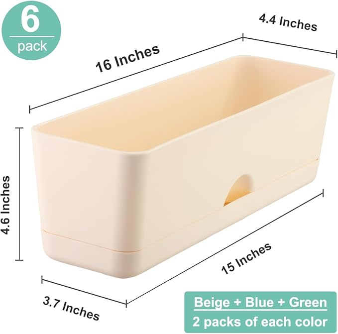 6 Pack Rectangle Planter 16 Inch Window Boxes Planters Rectangular Large Window - Image 5