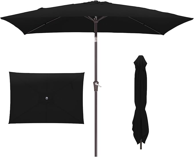JEAREY 6.5x10 ft Rectangular Patio Umbrellas Rectangle Outdoor Umbrella by JEAREYOutdoorsCollection
