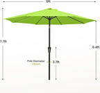MEWAY 9ft Patio Umbrella Outdoor Table Umbrellas - Image 7