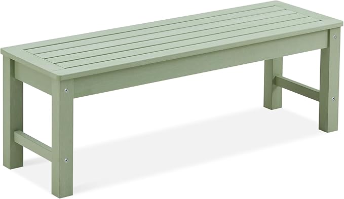 Psilvam Outdoor Bench, Two Person Poly Lumber Porch Bench, Weatherproof Garden by PsilvamGardenFurniture