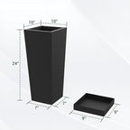 Tall Outdoor Planters Set of 2, 24 inch Tall Planters - Image 2