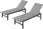Outdoor Lounge Chairs Set of 2, Aluminum Patio Chaise Lounge Chairs by Vexwalx