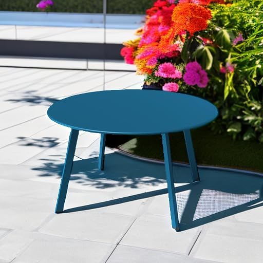 Grand patio 28-inch Round Steel Coffee Table, Outdoor Patio Side Table - Image 2