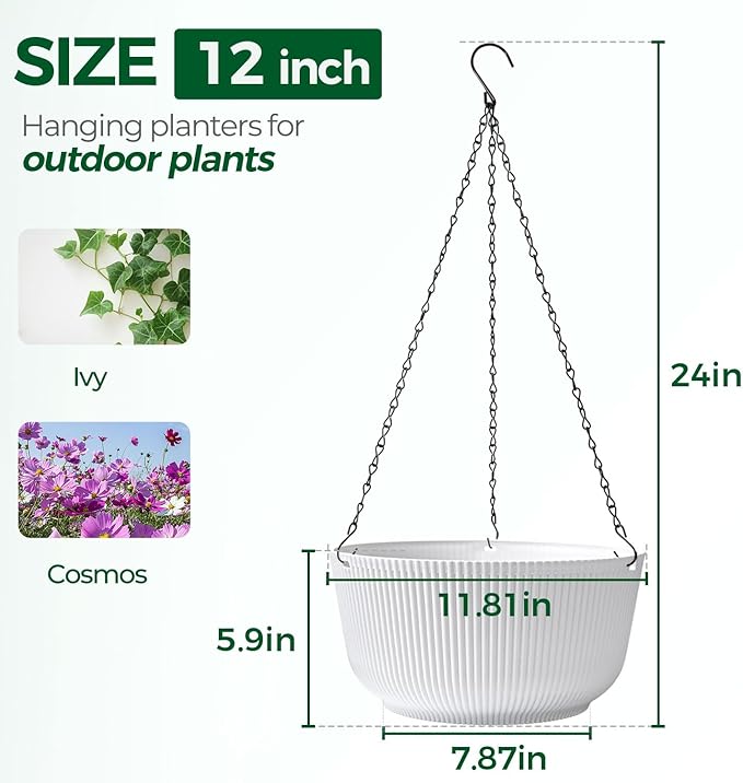 T4U 12 Inch Large Hanging Planters - Image 2