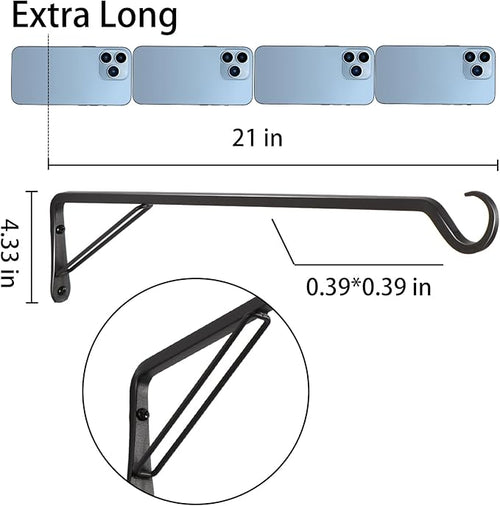 2 Pack Extra Long 21 Inch Heavy-Duty Rust-Resistant Solid Steel Plant Hangers - Image 2