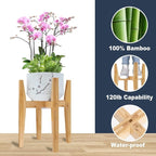OERGKE Adjustable Plant Stand Indoor, Bamboo Mid Century Modern Plants Stands - Image 2