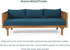 Merax Solid Acacia Wood Couch Chaise Lounge Chair Indoor, 3 Seater Daybed Sofa - Image 6