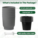 T4U 4.5 Inch Plant Pots Self Watering, 6 Pack African Violet Pots, Small Plant - Image 6