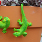 Set of 2 Funny Bird Catching Gecko Figurines Flower Pot and Vase Hugger - Image 7