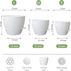 Large Self Watering Pots, 12/10/9 Plastic Planters - Image 3