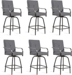 Patio Swivel Bar Stools Set of 6, Outdoor Bar Height Swivel Chairs by STRPRETTYBASIC