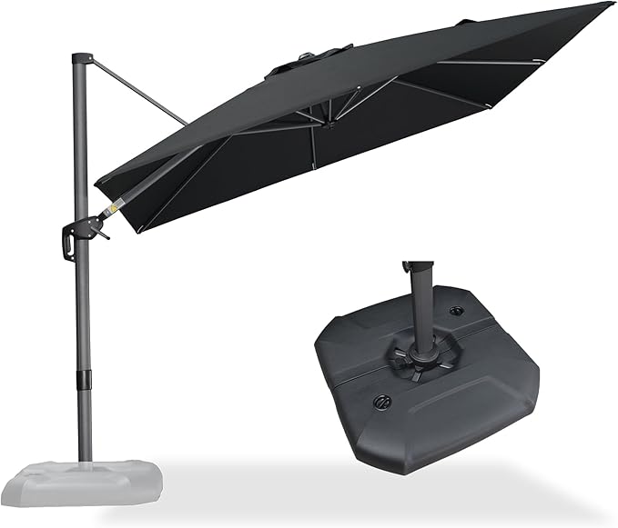PURPLE LEAF 9 Feet Square Cantilever Umbrella Patio Umbrella by PURPLELEAF