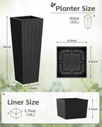 Greesum 24 Inch Tall Plastic Planters, Detachable Inner Pot & Drainage Holes - Image 7
