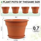 8 Inch Plastic-Flower Pot-for-Indoor Plants, 4 Pack Large Outdoor Planter Pot - Image 3