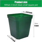 Square Nursery Seedling Pot 3.5 Inches 90 Pcs, Small Nursery Pot Plastic Thick - Image 2