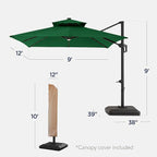 Best Choice Products 9x12ft LED Cantilever Patio Umbrella w/Base Included & - Image 2