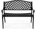 VINGLI 40.5" Patio Garden Bench, Anti- Rust Cast Iron Cast Aluminum Frame by VINGLI