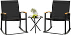 Shintenchi 3 Piece Outdoor Rocking Bistro Set, Textilene Fabric Small Patio by Shintenchi