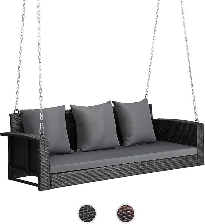 VINGLI Heavy Duty 800 LBS Wicker Hanging Porch Swing by VINGLI