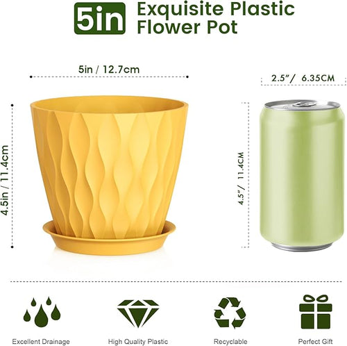 5 inch Plant Pots for Indoor Outdoor Plants, 6 Pack Thick Nursery Pots - Image 2