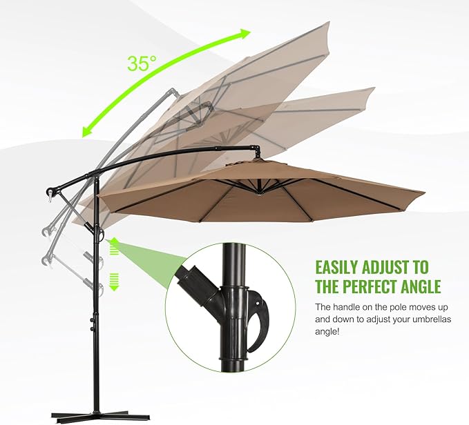 Backyard Expressions 10FT Cantilever Patio Umbrella – Outdoor Offset Hanging - Image 6