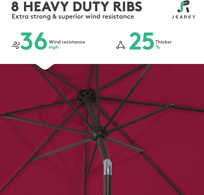 JEAREY 9FT Outdoor Patio Umbrella Outdoor Table Umbrella - Image 5