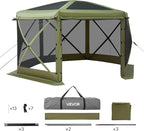 VEVOR Pop up Gazebo Screen Tent, 12 x 12 ft Large 6-Sided Camping Canopy Tent - Image 9