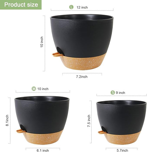 12/10/9 inch Large Self Watering Pots, Plant Pots - Image 2