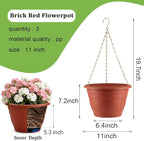 Hanging Planters 11 Inch, Self Watering Hanging Basket - Image 2