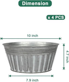 vensovo 10 Inches Silver Metal Rustic Plant Pots - Image 2