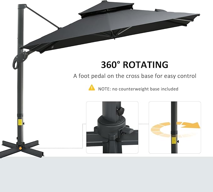 Outsunny 10ft Offset Patio Umbrella, Hanging Cantilever Umbrella, Square Shape - Image 4