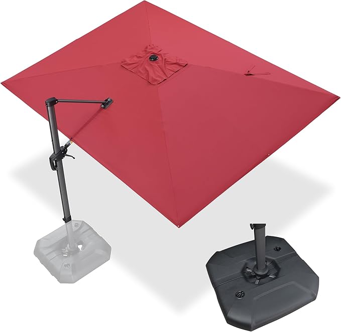 PURPLE LEAF 9' X 11.5' Square Cantilever Umbrella Patio Umbrella by PURPLELEAF