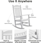 Devoko HDPE Rocking Chair Plastic Outdoor Indoor Patio Rocker Chair High Back - Image 5