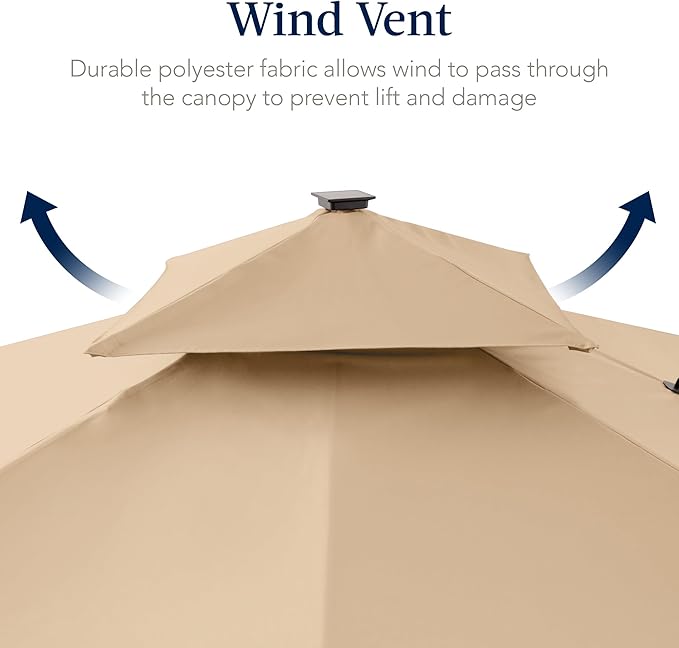 Best Choice Products 9x12ft LED Cantilever Patio Umbrella w/Base Included & - Image 7