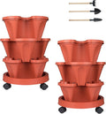 DUNCHATY Stackable Planters 3 Tier Vertical Garden Planting Tower Planters by DUNCHATY