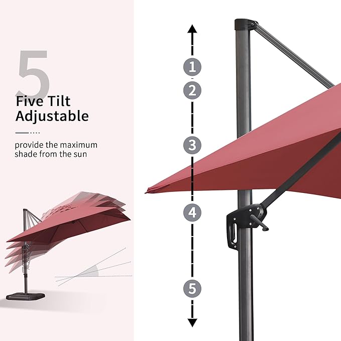 PURPLE LEAF 9' X 11.5' Square Cantilever Umbrella Patio Umbrella - Image 4