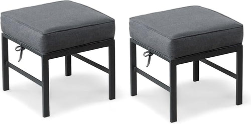 2 Pieces Outdoor Ottomans for Patio, No-Assembly Aluminum Outdoor Patio by Auzfy