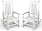 KINGYES HDPE Patio Rocking Chair Set of 2, Outdoor Rocking Chairs Porch Rocker by KINGYES